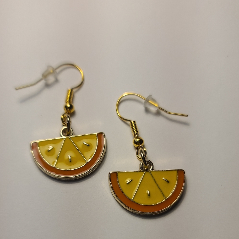 Orange Slices Fruit Slice Dangle Earrings NWT